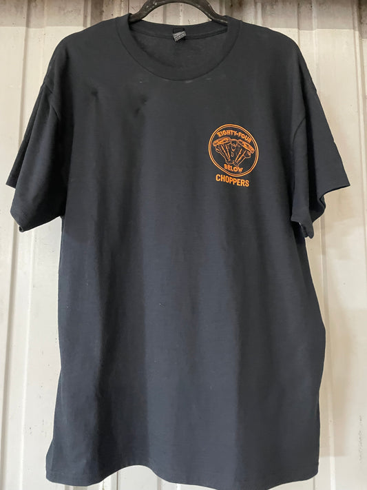 Orange on black double pin line shirt