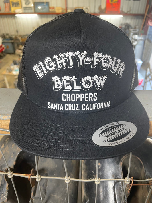 White on black 5 panel trucker hat